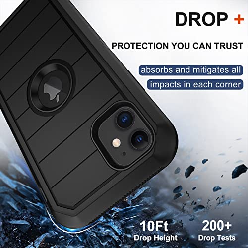 for iPhone 11 Case with Belt Clip Holster, 2 x Screen Protector, [Military Grade] Heavy Duty Full Body Shockproof Dust-Proof Drop Proof Rugged Protective Cover for Apple iPhone 11 (Black B) - color: Black B
