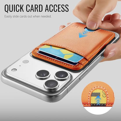 for Magsafe Wallet Magnetic Card Holder RFID Blocking, Orange - color: Orange