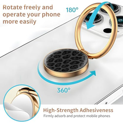 Cell Phone Ring Holder, Cute Metal Phone Grip Stand Finger Ring Kickstand, Flexible 360°Rotation Phone Tablet Case Accessories Compatible with Most Phones Grey Black Leopard - color: Grey Black Leopard