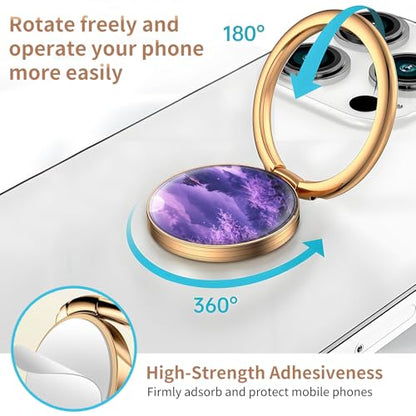 Cell Phone Ring Holder, Cute Metal Phone Grip Stand Finger Ring Kickstand, Flexible 360°Rotation Phone Tablet Case Accessories Compatible with Most Phones Purple Moon Landscape - color: Purple Moon Landscape
