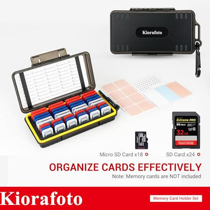 Kiorafoto Memory Card Case w 24 SD & 18 TF Transparent Standard Card Cases - color: for 24 SD+18 TF(With Box)