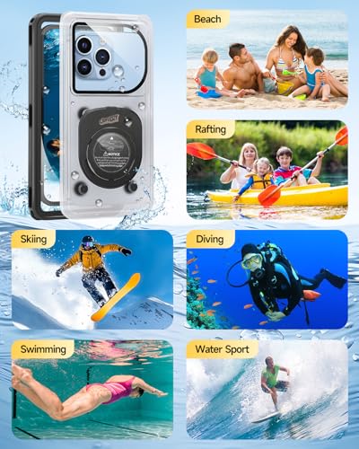 Waterproof Phone Case, IPX8 Underwater Floating Case for Snorkeling Swimming Beach Cruise Travel, Water Proof Dry Case for iPhone 16/15/14 Pro, Samsung Galaxy S26/S25/S24/S23/S22 (Black) - color: Black
