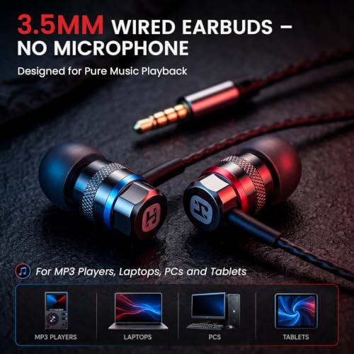 HIFI WALKER A2 Wired Earbuds, 3.5mm Hi-Fi in-Ear Headphones, Aluminum Shell - size: 3.5mm No Mic