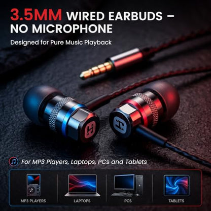 HIFI WALKER A2 Wired Earbuds, 3.5mm Hi-Fi in-Ear Headphones, Aluminum Shell - size: 3.5mm No Mic