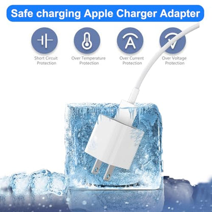 iPhone Charger, [MFi Certified] 2 Pack USB Wall Charger Block Adapter&Cord - size: 3FT