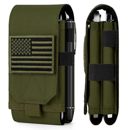 Dual Tactical Phone Pouch Molle Phone Holster Double Capacity Holder Universal Utility EDC Pouch for iPhone 17 Pro Max/17 Pro/16 Pro Max/16 Pro/15 Pro Max/15 - color: Green