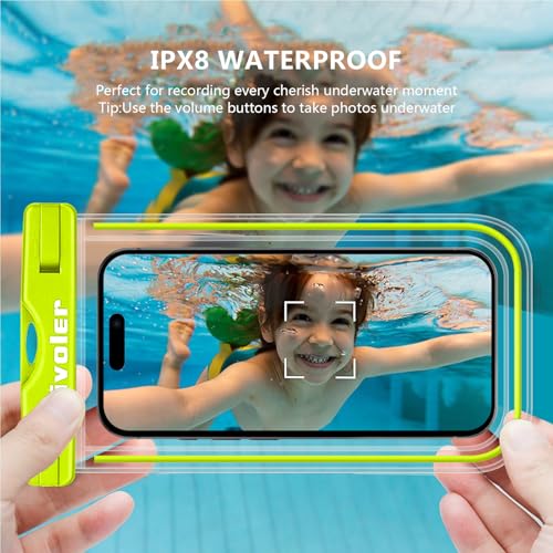 ivoler 2-Pack Waterproof Fanny Pack & Phone Pouch, Dry Bag for Passport, Phone & Wallet, Floating Waterproof Phone Case for Beach, Swimming, Kayaking, Boating, Cruise Essentials & Travel - color: Lime Green & Neon Lime