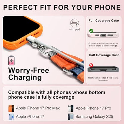 Phone Lanyard Crossbody, Adjustable Ergonomic Shoulder Phone Strap - color: Blue
