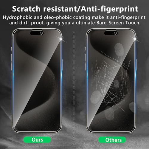 3 Pack Privacy Screen Protector Designed for iPhone 15 Pro Max,Full Coverage Anti-Spy Tempered Glass Film,9H Hardness,Anti-Fingerprint,Bubble Free,Easy to Install - color: iPhone 15 Pro Max FK3