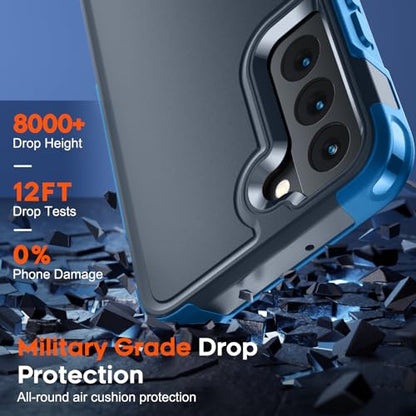 zapica Designed for Samsung Galaxy S22 Case, Deep Blue | Military Grade Drop Protection, Dual Layer Structure Design, Heavy Duty Shockproof Non-Slip Phone Cover - color: Deep Blue, size: Samsung Galaxy S22 6.1''