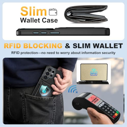 Vofolen for Samsung Galaxy S26 Ultra Case Wallet with Card Holder RFID | 2 Card Slots Heavy Duty Shockproof Drop Protective Flip Slim Pocket Cover for Samsung S26 Ultra Case for Men Women-Black - size: For Samsung Galaxy S26 Ultra