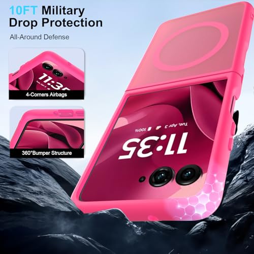 Case for Motorola Razr Ultra 2025/Razr Ultra 2026 Magnetic Cover Phone Case,Slim-Fit Hard PC Bumper Shockproof Silicone Protective Cases,Hot Pink - color: Magnetic Hot Pink-Motorola Razr Ultra 2025/2026