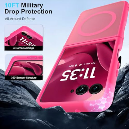 Case for Motorola Razr Ultra 2025/Razr Ultra 2026 Magnetic Cover Phone Case,Slim-Fit Hard PC Bumper Shockproof Silicone Protective Cases,Pink - color: Magnetic Pink-Motorola Razr Ultra 2025/2026