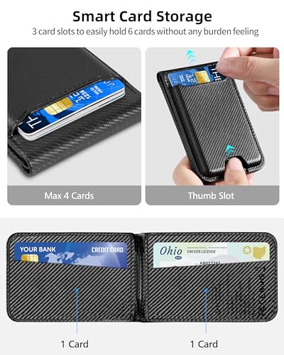 ExtreLife for Magsafe Wallet, Works with Apple Find My, 6 Cards Holder - color: Black Carbon Fiber