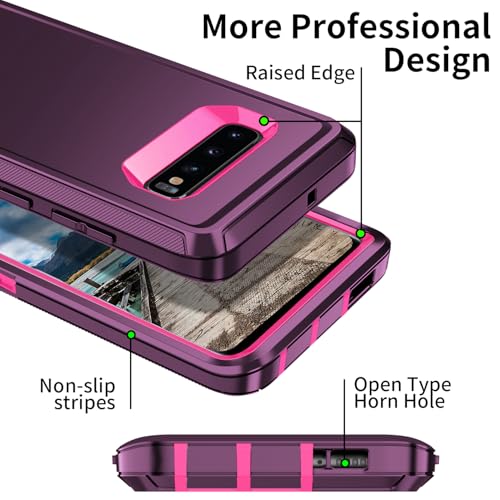 for Galaxy S10 Case,[Without Screen Protector] Heavy Duty Shockproof Dust/Drop Poof 3 Layers Full Bady Protection Rugged Cover for Galaxy S10,Purple/Rose red - color: Purple/Rose red