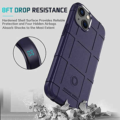 Rugged Shield 8ft Drop Proof TPU Thick Armor Tactical Protective Case Compatible with iPhone 14 (6.1 inches) - Deep Purple - color: Deep Purple, size: iPhone 14