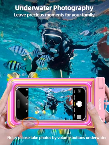 TopMade Floating Waterproof Phone Pouch, 2 Pack IP68 Waterproof Phone Case | Beach/Cruise/Travel Essentials, Detachable Lanyard, Waterproof Pouch for iPhone 17 16 15 Pro Max, Up to 7", Iridescent Pink - color: Pink