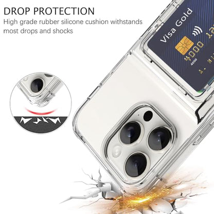 Wallet Case for iPhone 16 Pro Max with 3 Credit Card Holder Slot | Shockproof Hybrid Heavy Duty Protection Clear Phone Cover Compatible with iPhone 16 Pro Max 2024 (Clear) - color: Clear, size: iPhone 16 Pro Max
