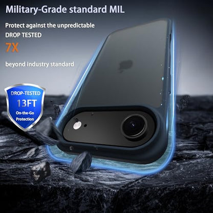 for iPhone 17 air Case Translucent Matte Phone Cover, [10 FT Military Grade Drop Protection] Slim Durable Shockproof Protective Bumper (Dark Blue, iPhone 17 air) - color: Dark Blue, size: iPhone 17 Air