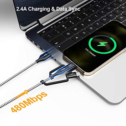 CableCreation Multi Charging Cable 4FT, 3 in 1 Lightning/USB-C/Micro USB Cable [MFi Certified], Braided USB Charge Data Sync Cord for iPhone, iPad, Samsung, Pixel, Android Cellphone&Tablet, More
