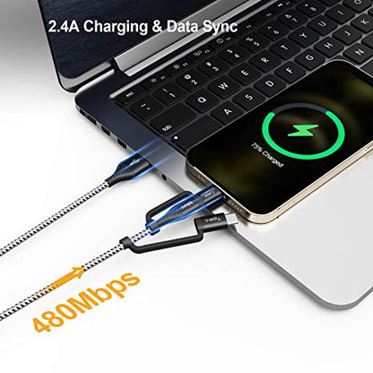 CableCreation Multi Charging Cable 4FT, 3 in 1 Lightning/USB-C/Micro USB Cable [MFi Certified], Braided USB Charge Data Sync Cord for iPhone, iPad, Samsung, Pixel, Android Cellphone&Tablet, More
