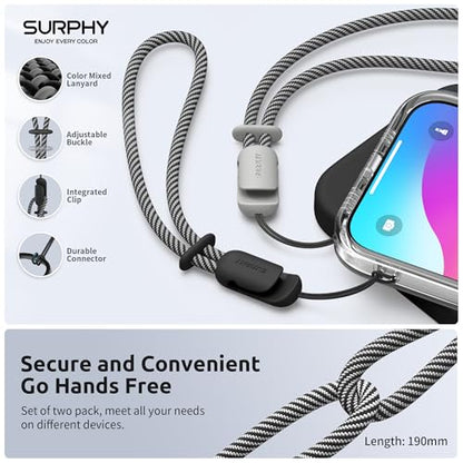 SURPHY 2 Pack Phone Lanyard, Phone Wrist Strap for Case, Camera Wrist Strap - color: Black & Gray
