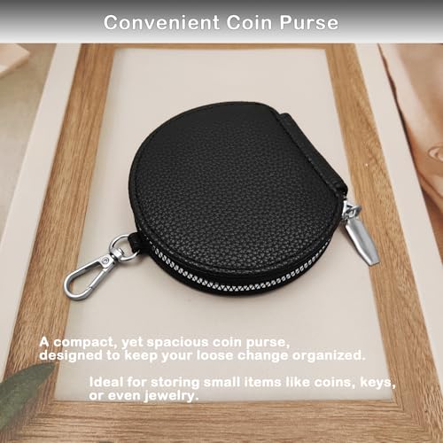 Cell Phone Crossbody Lanyard with Zipper Pouch PU Leather Crossbody Phone Bags Purses with Strap Wallet - color: Black