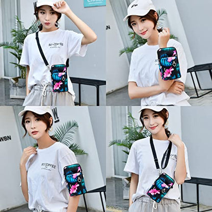 BIAOTIE Lightweight Small Crossbody bags Cell Phone Purses Travel Pouch Shoulder Bag for Women - color: Black Pink Flower