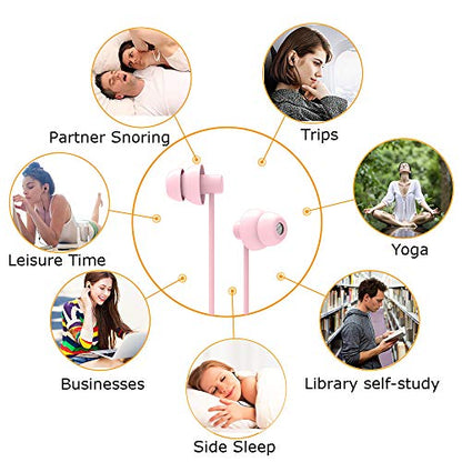 MAXROCK Sleep Earbuds with Soft Silicon Sleeping Headphones, Light Pink - color: Light Pink