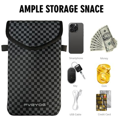 Neoprene Phone Sleeve Pouch Case Bag for Men Women w/Crossbody Strap/Neck Lanyard for iPhone 17/16/15/14 Pro Max, Samsung S25，Pixel 10 - color: Dark Gray Textured