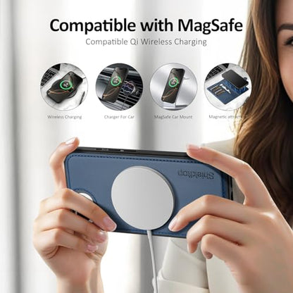 Shieldtop Compatible with MagSafe iPhone 17e / 16e Wallet Case,Blue | 2 in 1 Detachable Magnetic,Credit Card Holder Slots,RFID Blocking,PU Leather,Kickstand,Flip Folio Phone Cover for Men & Women - color: Blue
