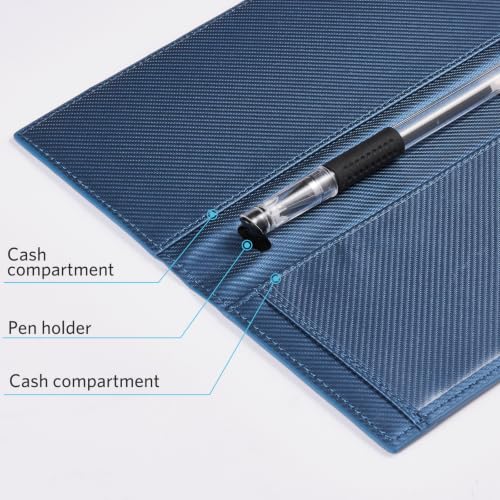 CoBak Checkbook Cover for Women & Men - PU Leather Case with RFID Blocking | Classic Design Check Book Holder for Personal and Business - color: Carbon Blue