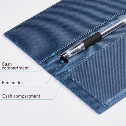 CoBak Checkbook Cover for Women & Men - PU Leather Case with RFID Blocking | Classic Design Check Book Holder for Personal and Business - color: Carbon Blue