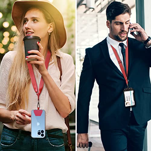 CACOE Phone Lanyard 2 Pcs-1 Pcs Adjustable Neck Strap,1 Pcs Wrist Strap,4 Pads,Universal Crossbody Multifuctional Cell Phone Lanyards Compatible with Most Smartphones(Red) - color: Red