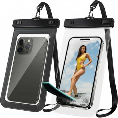 2 Pack Universal Waterproof Case, Waterproof Phone Pouch Compatible for iPhone 17 16 15 14 13 12 Pro Max Plus Up to 7"，Cruise Ship Essentials，Beach Cruise Ship Essentials, Black & Clear - color: A4-Black + Clear-2 pack, size: 7in