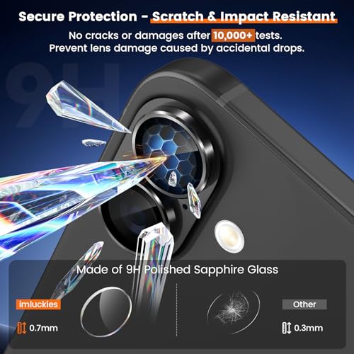 imluckies Camera Lens Protector for iPhone 17 6.3", [AR+AF] HD Clear Tempered Glass Lens Cover, 9H Hardness Scratch Resistant Individual Metal Ring, Case Friendly & Easy Install, Black - color: Black
