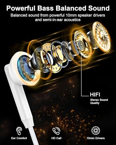 iPhone 17e 17 Headphones Wired USB C Ear Buds for i Phone 18 Pro Max 17pro - color: White