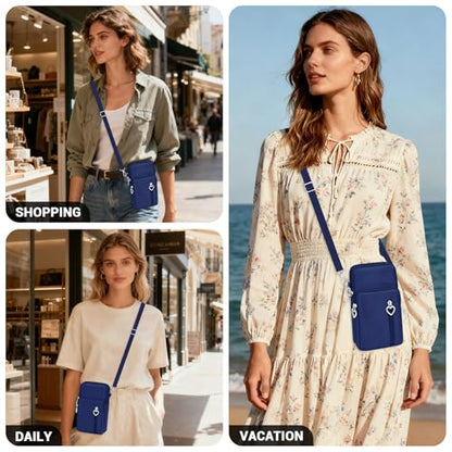YINHEXI Small Crossbody Bags for Women Trendy, Mini Triple Compartment Cell Phone Crossbody Wallet Purses - color: Dark Blue-2