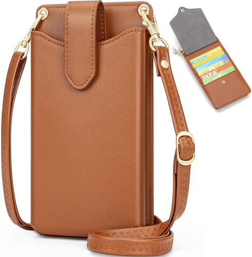 Peacocktion Small Crossbody Cell Phone Purse for Women, Lightweight Mini Small Crossbody Bags for Women with Card Slots - color: 03-brown