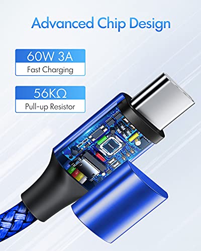 etguuds USB C to USB C Cable 3ft, 2-Pack 60W C to C Cable Fast Charging - color: Blue, size: 3ft