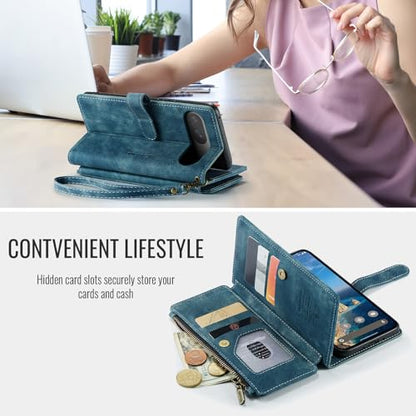 Google Pixel 10/Pixel 10 Pro 5G Wallet Case with Card Holder,Blue - color: Blue, size: Pixel 10/10 Pro 6.3 Inch