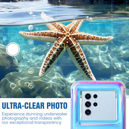 Rynapac Waterproof Phone Pouch Floating [Up to 8.5''], 2 Pack IPX8 Dry Bag | Touchscreen & Underwater Photography, Adjustable Lanyard, for iPhone 17 16 15 14 Pro Max, Gglaxy S25, Beach Cruise Essentials - color: Iridescent, size: Regular Size [8.5inch]