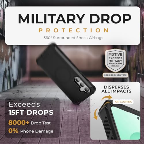 MOTIVE Heavy Duty Case for Samsung Galaxy s25/s24 Plus, Belt Clip | 6.7" | Bunker Series, Military Grade Multi-Layer Protection, PC/TPU Build, Sealed Port Cover, Compatible with MagSafe Qi2 Charging - size: s25 Plus & s24 Plus