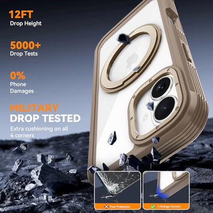 Magnetic for iPhone 17 Case, Compatible with MagSafe, Full Body Rugged Case with Built-in Screen Protector & Kickstand & Belt-Clip (Gold) - color: Gold