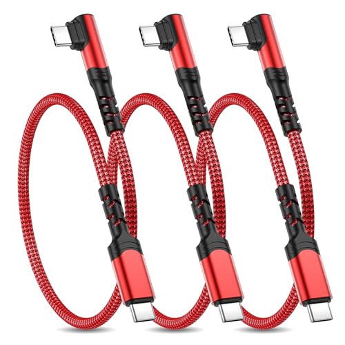 60W Short USB C to USB C Cable(1FT,3Pack),Right Angle USB C Charging Cable - color: Red, size: 1FT+1FT+1FT
