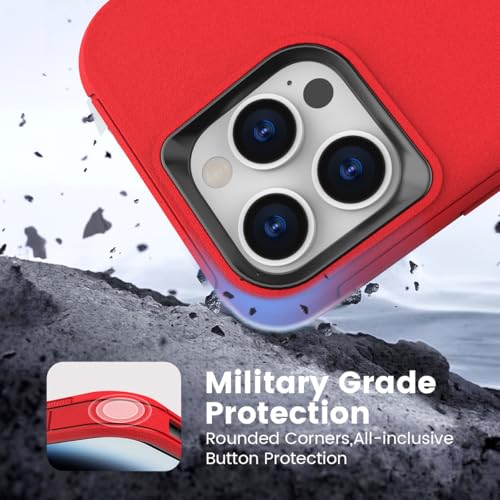 Compatible with iPhone 15 Pro Max Case, Women' Dual Layer Protective Shockproof Cover Drop Protection Heavy Duty Protective Phone Case for Apple iPhone 15ProMax 6.7 inch (Red/Black) - color: Red/Black