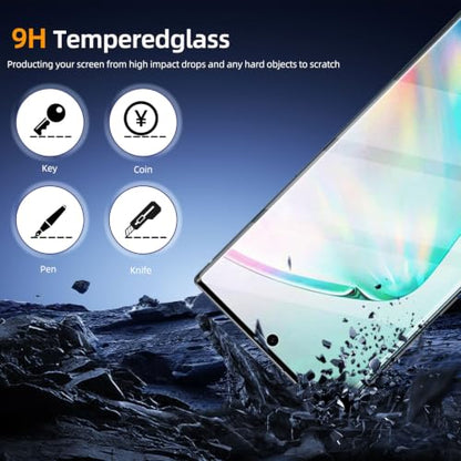3 Pack Tempered Glass Screen Protector Applicable for Samsung Galaxy Note 10plus 6.8 inch, Support Fingerprint ID Friendly Tempered Glass Screen Protective, HD Clear Scratch Resistant Suitable - color: NOTE 10PLUS
