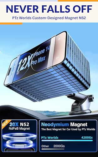 PTz Words for MagSafe Windshield Mount - Magnetic Phone Holder for Car, Suction Cup, High Heat Resistant, Super Strong Magnets, Compatible with iPhone, Galaxy & Other Smartphones - color: Dashboard Windshield