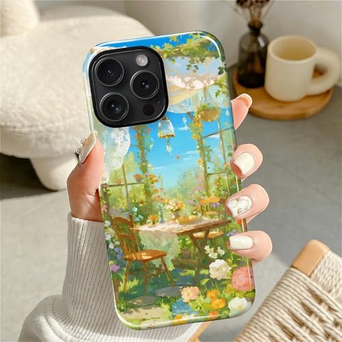 Case for iPhone 15 Pro Max, Shockproof Hybrid Protective Phone Case, Dual-Layer Drop Protection Anti-Scratch, Sunny Garden - color: Sunny Garden, size: iPhone 15 Pro Max