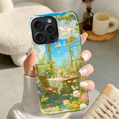 Case for iPhone 15 Pro Max, Shockproof Hybrid Protective Phone Case, Dual-Layer Drop Protection Anti-Scratch, Sunny Garden - color: Sunny Garden, size: iPhone 15 Pro Max
